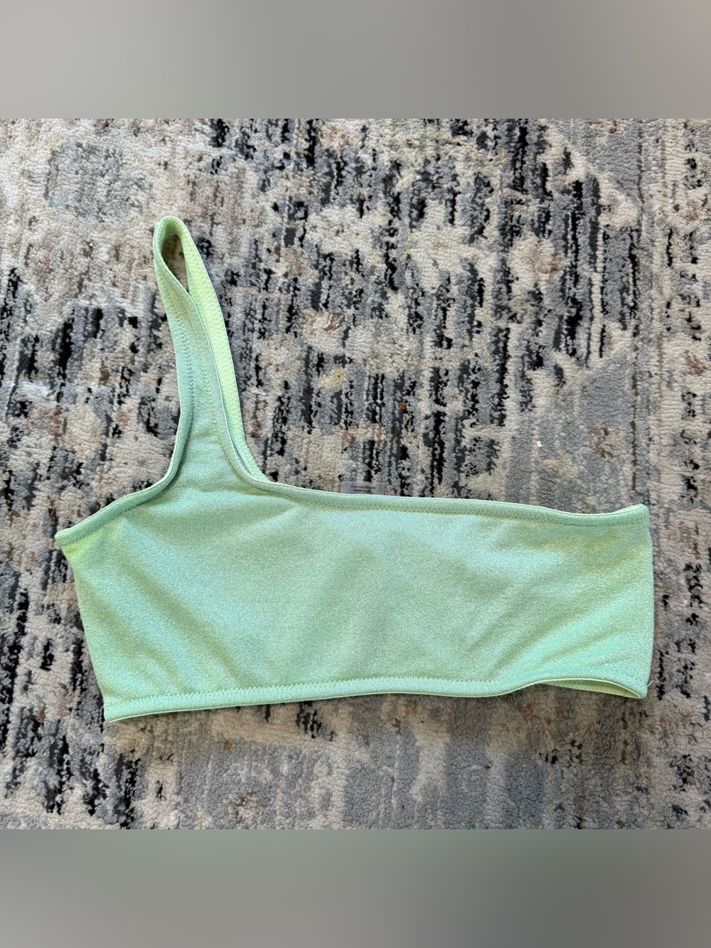 Triangl one shoulder swim suit Top Green shine Small